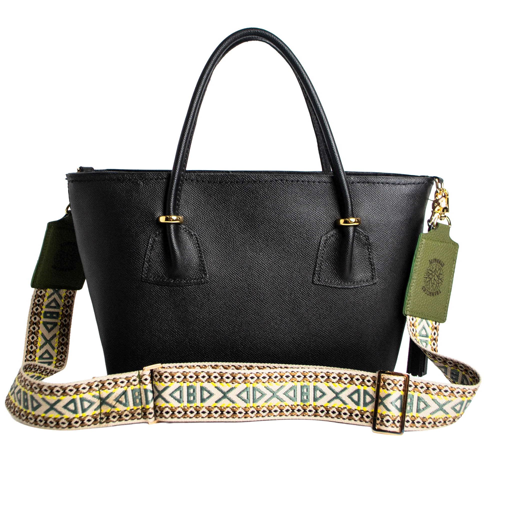 Solstice Heritage Strap - Emerald Geometric Designer Strap | Luxury Interchangeable Bag Strap - Image 2