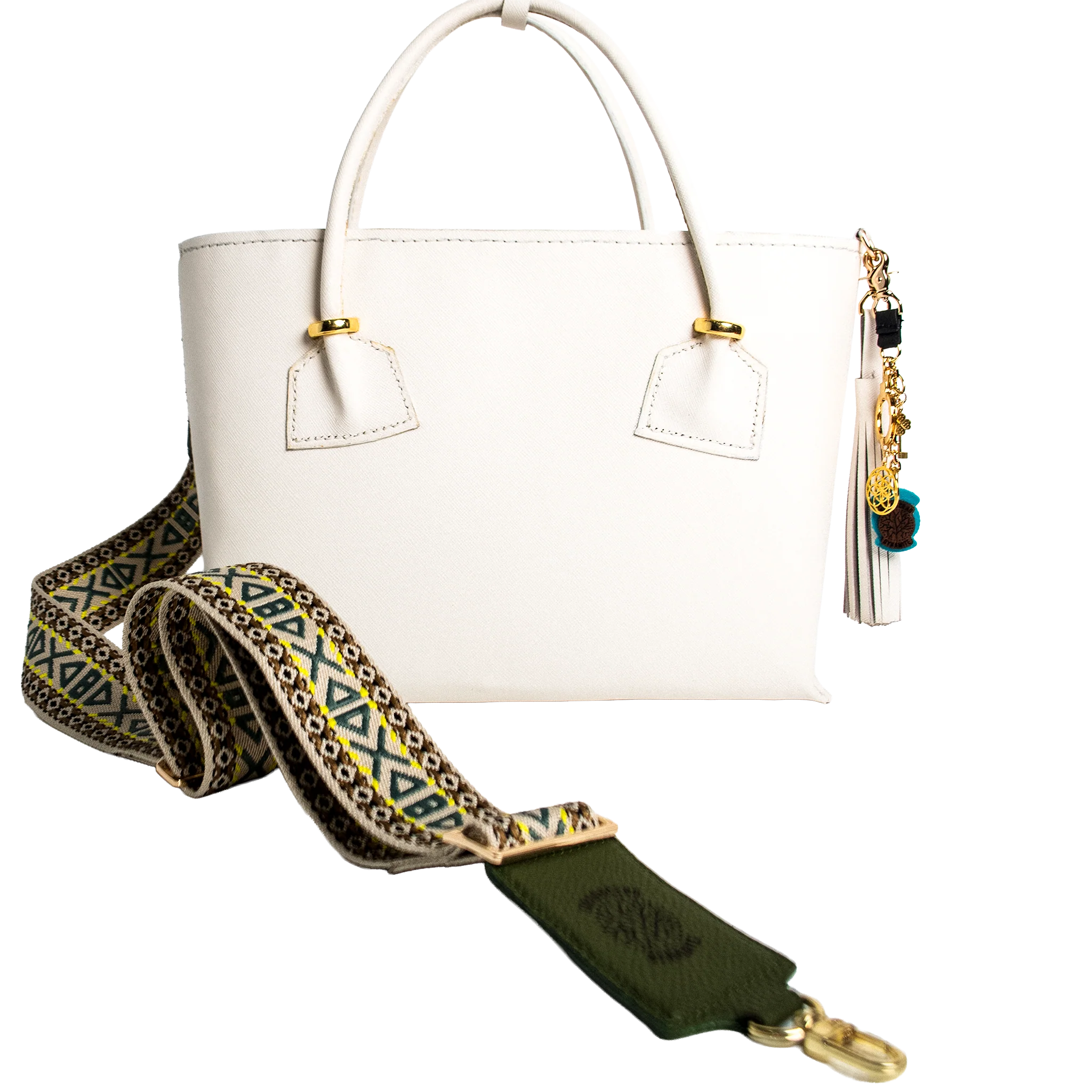 Solstice Heritage Strap - Emerald Geometric Designer Strap | Luxury Interchangeable Bag Strap - Image 4