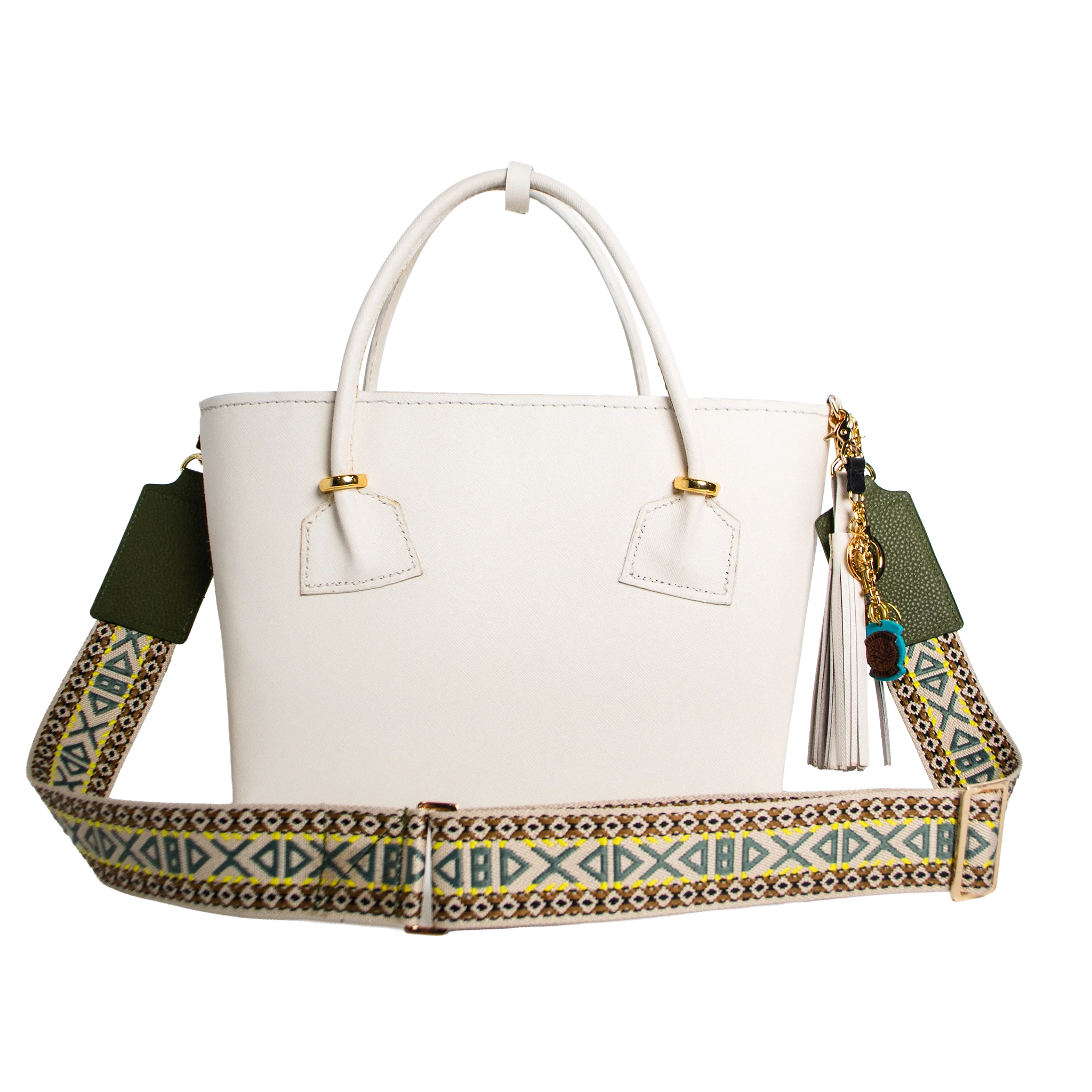 Solstice Heritage Strap - Emerald Geometric Designer Strap | Luxury Interchangeable Bag Strap - Image 6