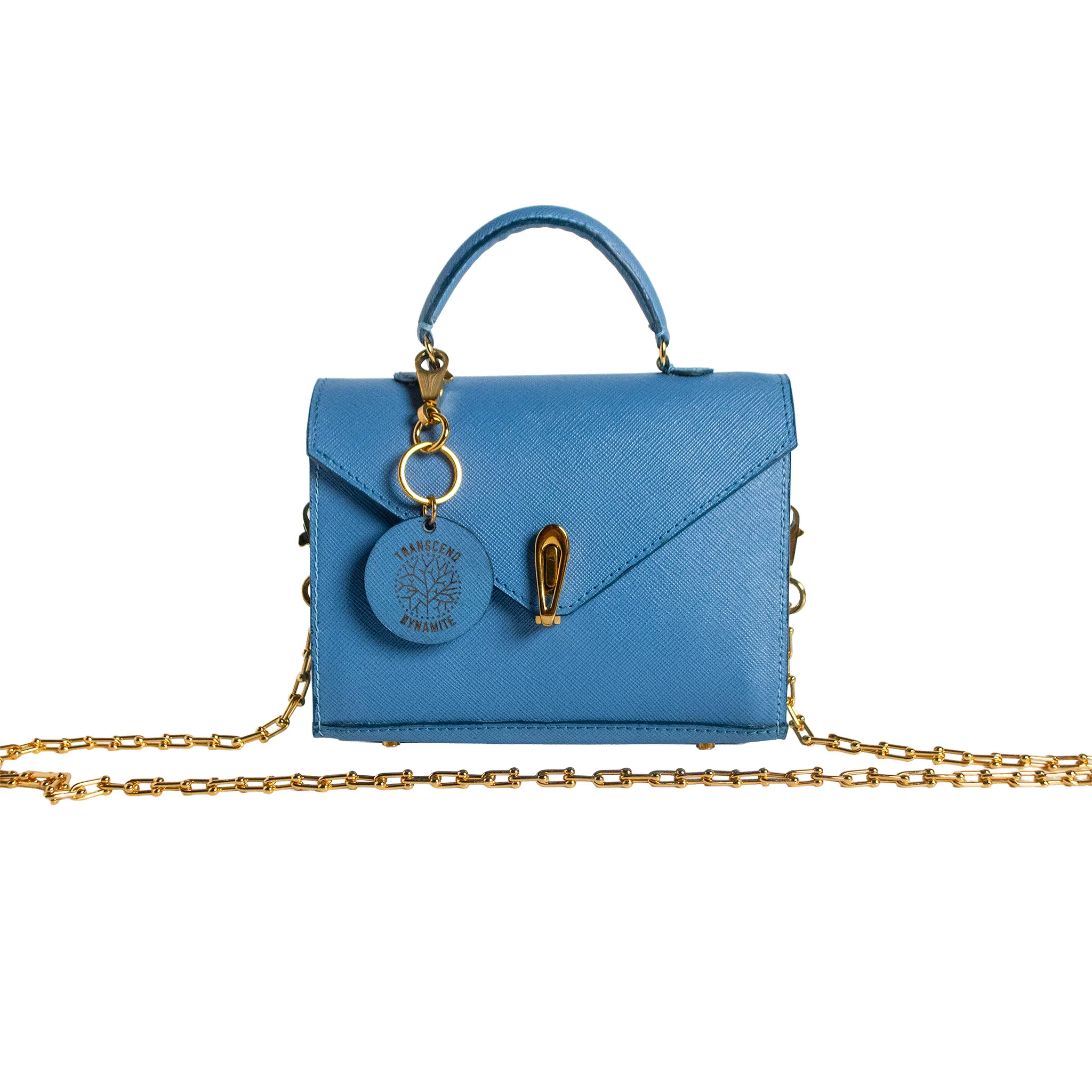 Luna Mini Luxury Saffiano Leather Handbag - Celestial Blue | Handcrafted USA - Image 8